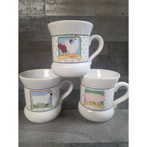 Vandor Country Collection Pelzman Designs Vtg SET OF 3 Sheep,Pig,Chicken Barn